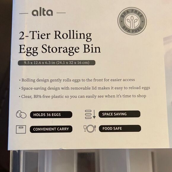 Egg Storage Bin with Rolling Design Holds 36 Eggs - Picture 3 of 7